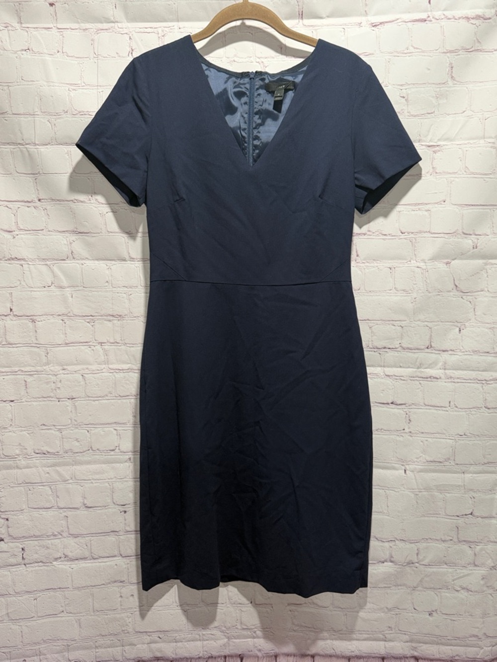 J. Crew Navy V-Neck‎ Short Sleeve Midi Dress Woman’s Size 6